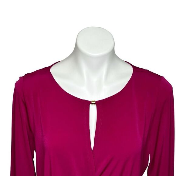 Ivanka Trump magenta long sleeve wrap blouse size M - Picture 3 of 13